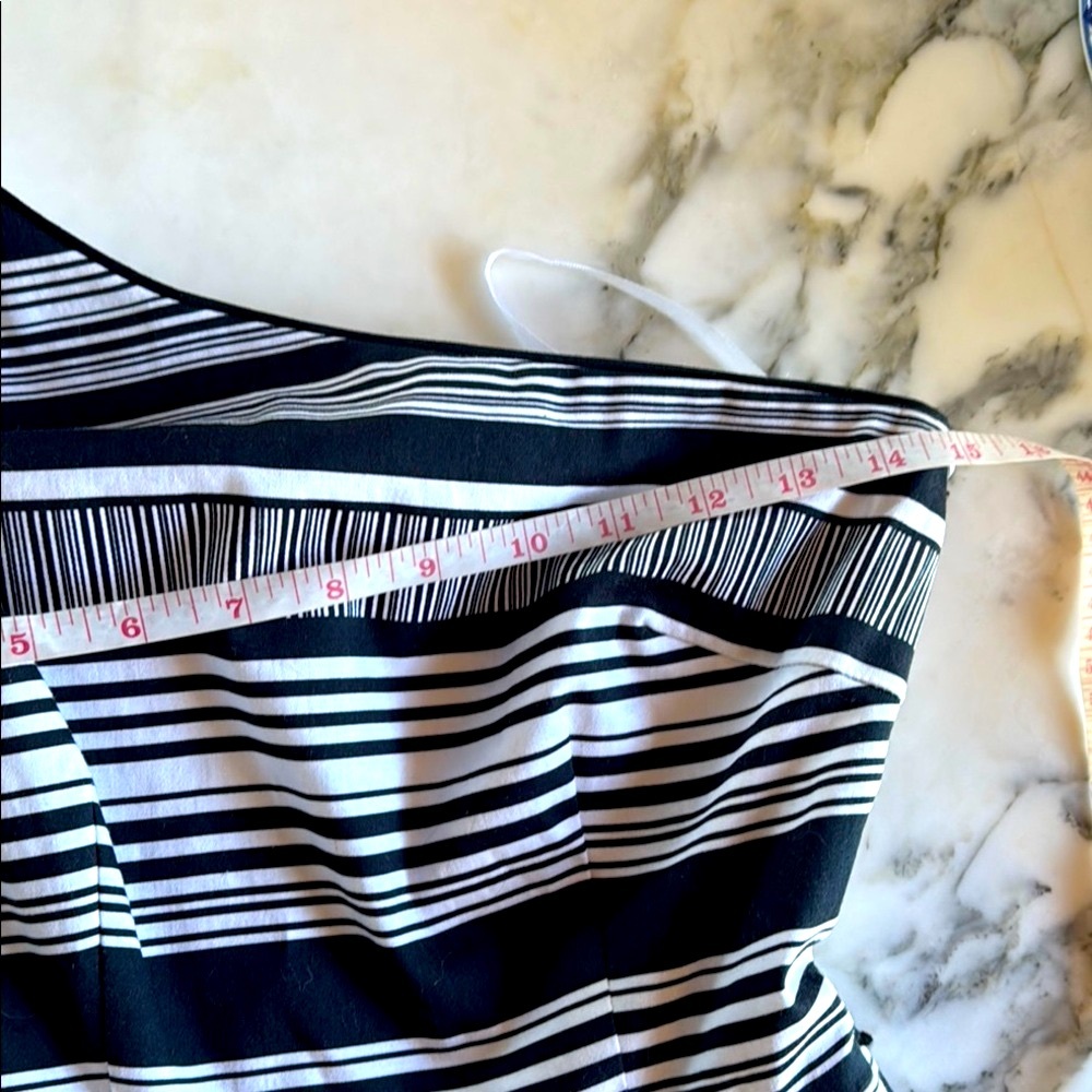 White House Black Market Striped Black & White One-Shoulder Dress Size 00 - Picture 11 of 15
